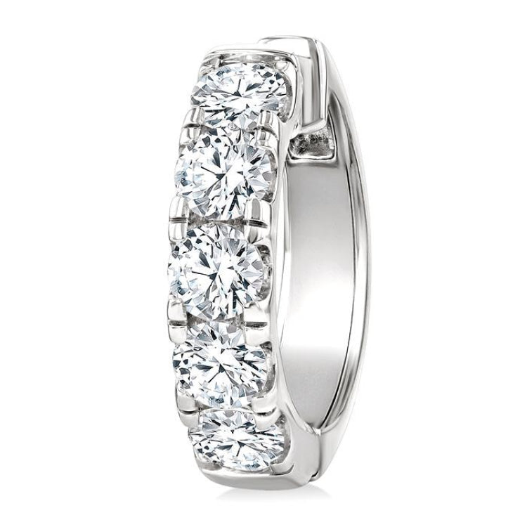 4 Ctw Round Cut Diamond Hoop Earrings in 14K White gold