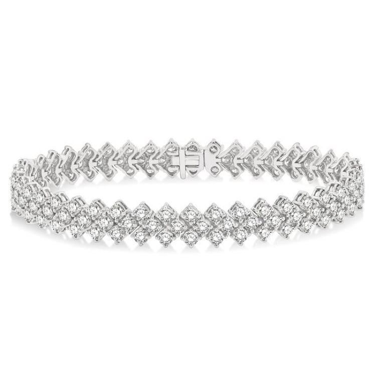 10 Ctw Chevron Link Round Cut Diamond Tennis Bracelet in 14K White Gold