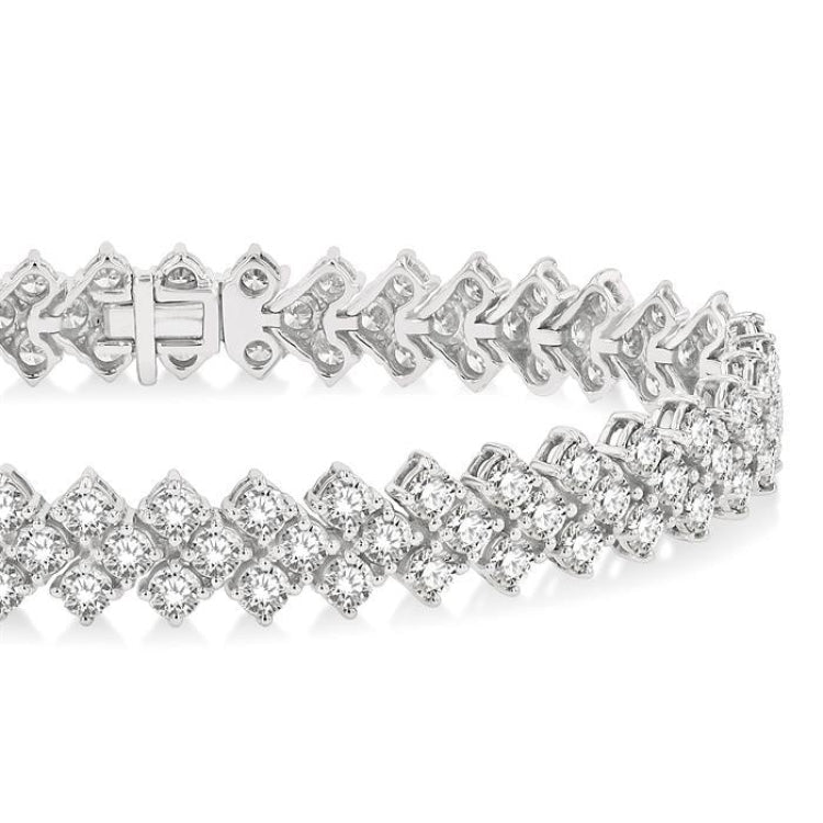10 Ctw Chevron Link Round Cut Diamond Tennis Bracelet in 14K White Gold
