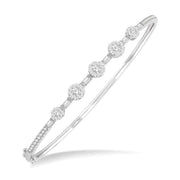 1 1/10 Ctw Lovebright Circular Mounts Baguette & Round Cut Diamond Bangle in 14K White Gold