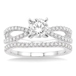 Load image into Gallery viewer, 1 1/5 Ctw Diamond Wedding Set with 1 Ctw Round Cut Engagement Ring and 1/5 Ctw Wedding Band in 14K White Gold