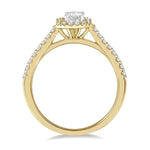Load image into Gallery viewer, 3/8 Ctw Emerald Shape Engagement Ring with 1/4 Ct Emerald Cut Center Stone in 14K Yellow and White Gold