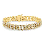 Load image into Gallery viewer, 4 Ctw Round Cut Diamond Cuban Bracelet in 14K Yellow Gold