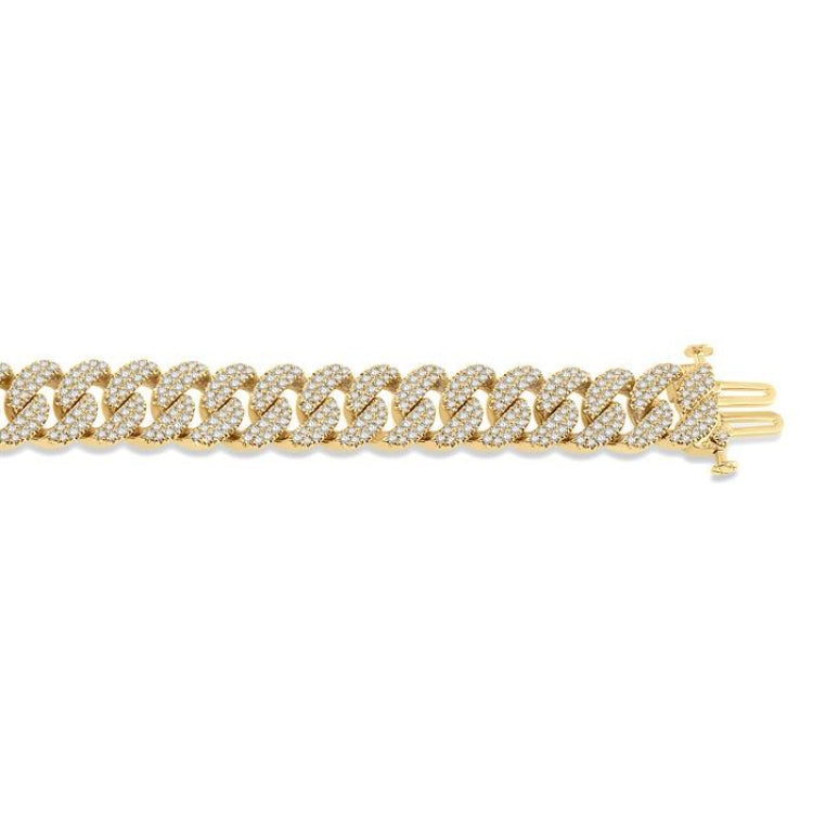 4 Ctw Round Cut Diamond Cuban Bracelet in 14K Yellow Gold