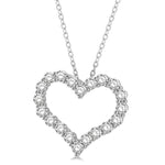 Load image into Gallery viewer, 3 Ctw Heart Shape Round Cut Diamond Pendant With Chain in 14K White Gold