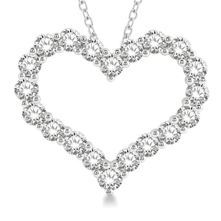 3 Ctw Heart Shape Round Cut Diamond Pendant With Chain in 14K White Gold