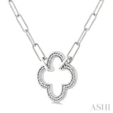 1/10 Ctw Round Cut Diamond Paperclip Pendant With Chain in Sterling Silver