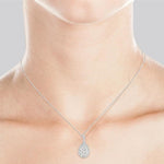 Load image into Gallery viewer, 1 1/2 Ctw Pear Shape Diamond Lovebright Pendant in 14K White Gold with Chain