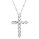 Load image into Gallery viewer, 4 Ctw Round Cut Diamond Cross Pendant in 14K White Gold with Chain