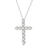 Load image into Gallery viewer, 4 Ctw Round Cut Diamond Cross Pendant in 14K White Gold with Chain