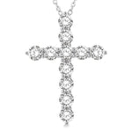 Load image into Gallery viewer, 4 Ctw Round Cut Diamond Cross Pendant in 14K White Gold with Chain