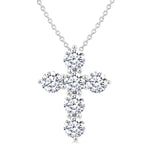 Load image into Gallery viewer, 1 1/2 Ctw Round Cut Diamond Christian Cross 6-Stone Fashion Pendant With Chain in 14K White Gold