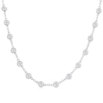 Load image into Gallery viewer, 4 Ctw Bezel Set Round Cut Diamond Station Necklace in 14K White Gold
