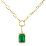 Load image into Gallery viewer, 6X4 MM Octagon Shape Emerald Precious Paperclip Pendant With Chain in 14K Yellow Gold