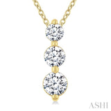 1/2 Ctw Round Cut Diamond Three-Stone Snowman Pendant With Chain in 14K Yellow Gold