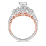 Load image into Gallery viewer, 1/2 Ctw Oval Semi-Mount Baguette &amp; Round Cut Diamond Ring in 14K White and Rose Gold
