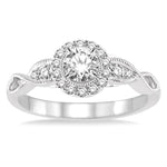 Load image into Gallery viewer, 1/2 Ctw Diamond Engagement Ring with 1/5 Ct Round Cut Center Stone in 14K White Gold