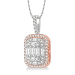 Load image into Gallery viewer, 1 Ctw Baguette &amp; Round Cut Fusion Diamond Pendant With Chain in 14K White and Rose Gold