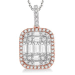 Load image into Gallery viewer, 1 Ctw Baguette &amp; Round Cut Fusion Diamond Pendant With Chain in 14K White and Rose Gold