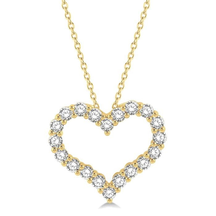 2 Ctw Heart Shape Round Cut Diamond Pendant With Chain in 14K Yellow Gold