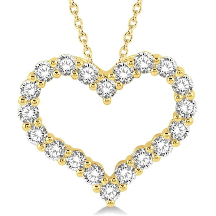 2 Ctw Heart Shape Round Cut Diamond Pendant With Chain in 14K Yellow Gold
