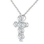 Load image into Gallery viewer, 1 Ctw Round Cut Diamond Christian Cross 6-Stone Fashion Pendant With Chain in 14K White Gold