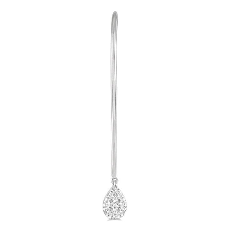 1/3 Ctw Pear Shape Dangler Lovebright Round Cut Diamond Earring in 14K White Gold