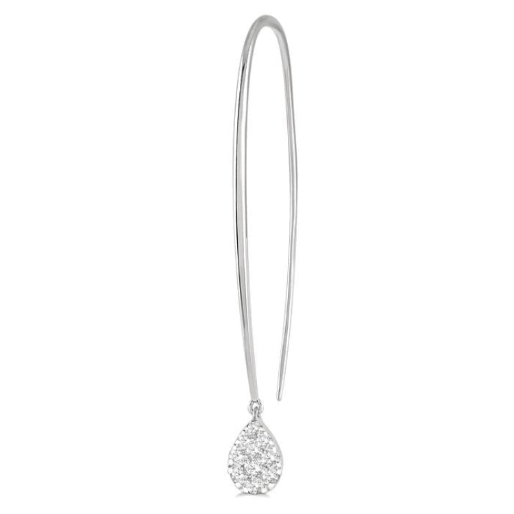 1/3 Ctw Pear Shape Dangler Lovebright Round Cut Diamond Earring in 14K White Gold