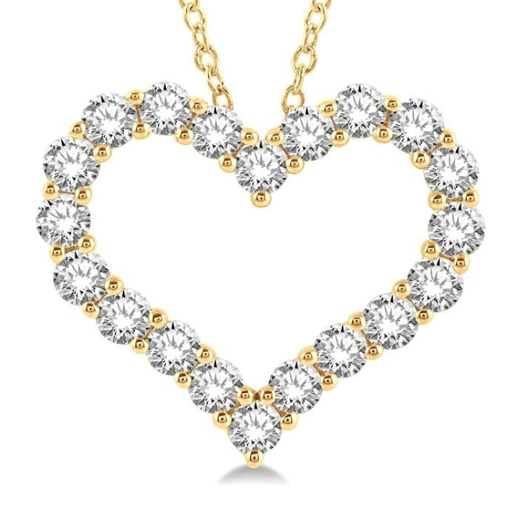 4 Ctw Heart Shape Round Cut Diamond Pendant With Chain in 14K Yellow Gold