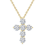 Load image into Gallery viewer, 1 Ctw Round Cut Diamond Christian Cross 6-Stone Fashion Pendant With Chain in 14K Yellow Gold
