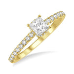 Load image into Gallery viewer, 1/5 Ctw Princess Shape Round Cut Diamond Semi-Mount Engagement Ring in 14K Yellow Gold