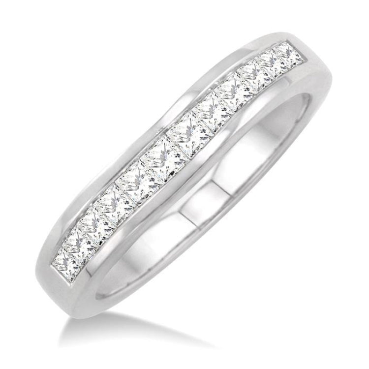 1/2 Ctw Princess Cut Diamond Matching Wedding Band in 14K White Gold