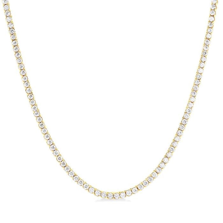 2 5/8 Ctw Round Cut Diamond Paperclip Chain Tennis Necklace in 14K Yellow Gold
