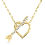 Load image into Gallery viewer, 1/8 Ctw Heart Toggle Round Cut Diamond Fashion Necklace in 10K Yellow Gold