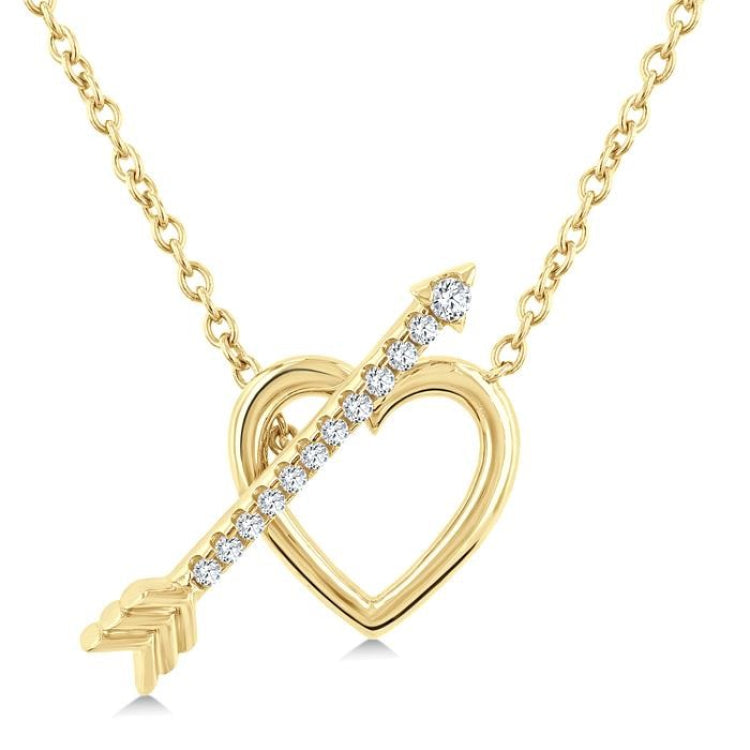 1/8 Ctw Heart Toggle Round Cut Diamond Fashion Necklace in 10K Yellow Gold