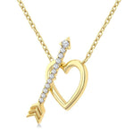 Load image into Gallery viewer, 1/8 Ctw Heart Toggle Round Cut Diamond Fashion Necklace in 10K Yellow Gold