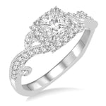 Load image into Gallery viewer, 3/4 Ctw Diamond Engagement Ring with 3/8 Ct Princess Cut Center Stone in 14K White Gold