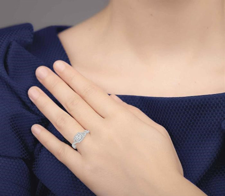 3/4 Ctw Diamond Engagement Ring with 3/8 Ct Princess Cut Center Stone in 14K White Gold
