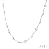 2 Ctw Bezel Set Round Cut Diamond Station Necklace in 14K White Gold