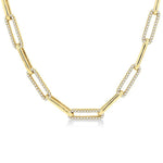 Load image into Gallery viewer, 2 Ctw Round Cut Diamond Paperclip Link Necklace in 14K Yellow Gold