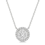 Load image into Gallery viewer, 3/4 Ctw Circular Round Cut Diamond Lovebright Pendant With Chain in 14K White Gold