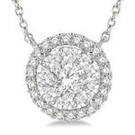 Load image into Gallery viewer, 3/4 Ctw Circular Round Cut Diamond Lovebright Pendant With Chain in 14K White Gold