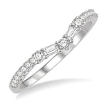 Load image into Gallery viewer, 1/3 Ctw Chevron Center Baguette and Round Cut Diamond Band in 14K White Gold