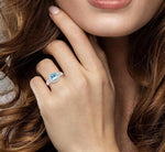 Load image into Gallery viewer, 7x7 MM Cushion Shape Aquamarine and 1/3 Ctw Round Cut Diamond Ring in 14K White Gold