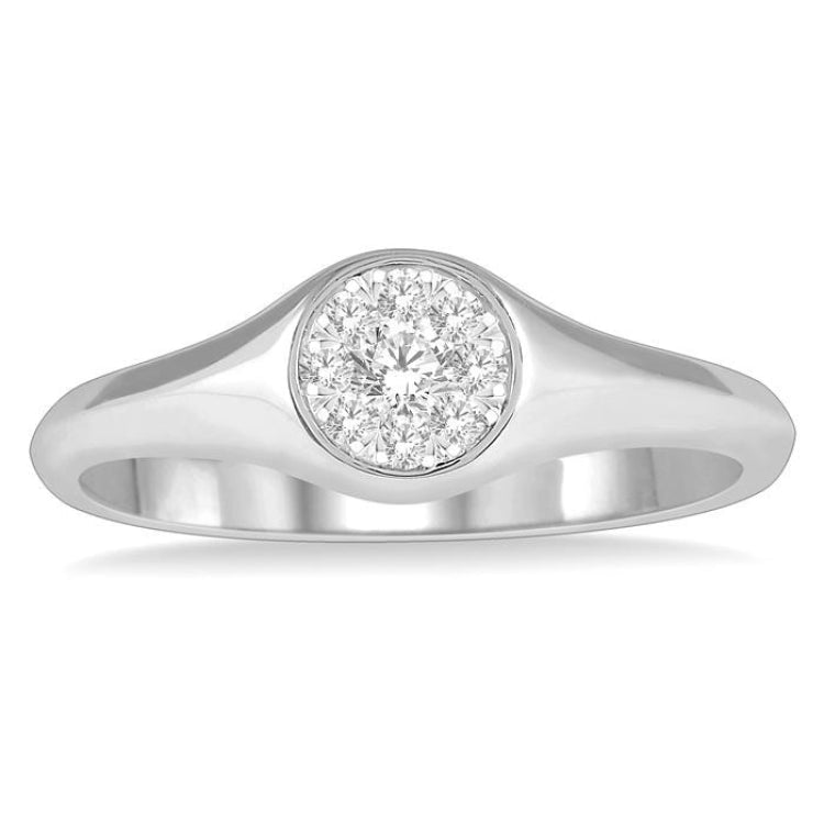 1/4 Ctw Round Shape Lovebright Diamond Ring in 14K White Gold