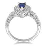 Load image into Gallery viewer, 6x4 MM Pear Shape Sapphire and 1/6 Ctw Round Cut Diamond Ring in 14K White Gold