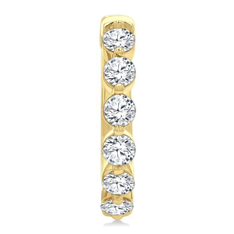 1 1/2 Ctw Prong Set Round Cut Diamond Hoop Earrings in 14K Yellow gold