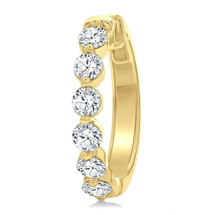 1 1/2 Ctw Prong Set Round Cut Diamond Hoop Earrings in 14K Yellow gold