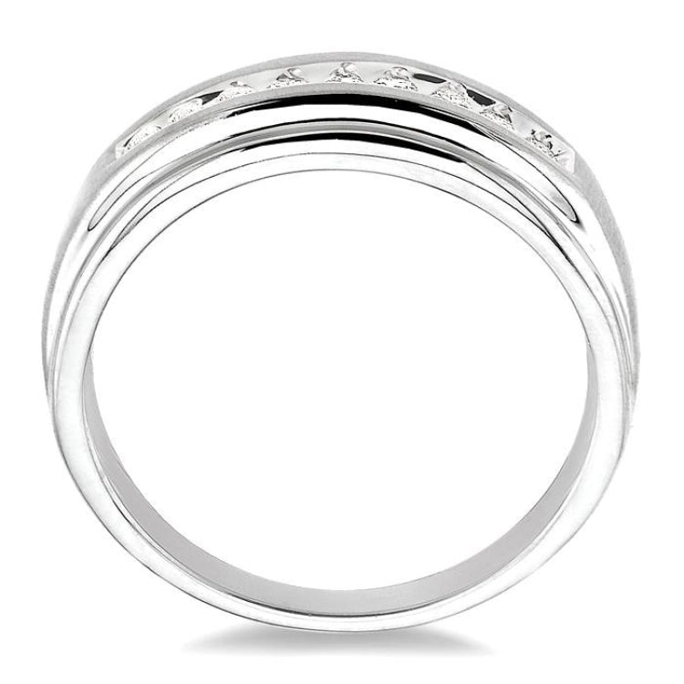 1/6 Ctw Round Diamond Men's Ring in 14K White Gold