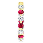 Load image into Gallery viewer, 3.3 MM Round Cut Ruby and 1 5/8 Ctw Round Cut Diamond Precious Inside-Out Alternating Hoop Earrings in 14K Yellow Gold